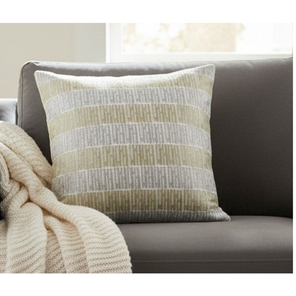 Allen & Roth Faux Fur Throw Pillow Gold Silver White Shimmer Plush 15x14x8